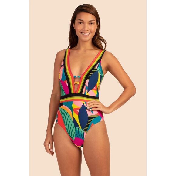 NWOT $162 Sz 8 Trina Turk Rainforest One Piece Swimsuit - Picture 3 of 6